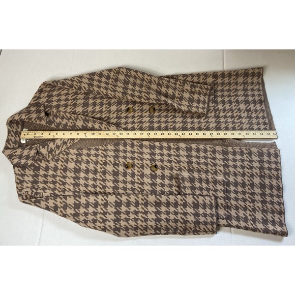 Rielle Women's Medium Houndstooth Knit Sweater Coat Cardigan Brown Tan - Picture 10 of 12